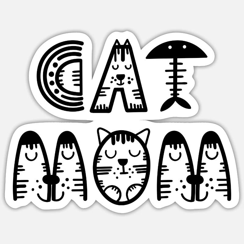 CAT MOM - Sticker size S (10 x 10 cm) - white matte