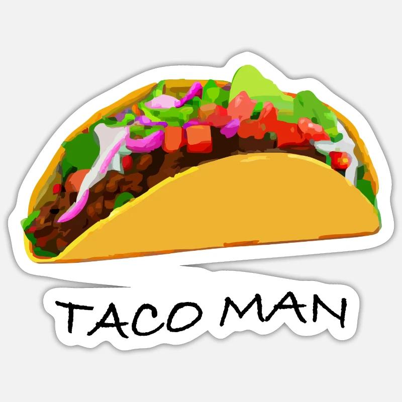 Taco man - Sticker taille S (10 x 10 cm) - blanc mat