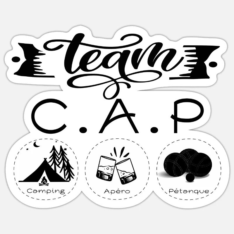 Team CAP camping apero petanque Sticker taille S (10 x 10 cm)