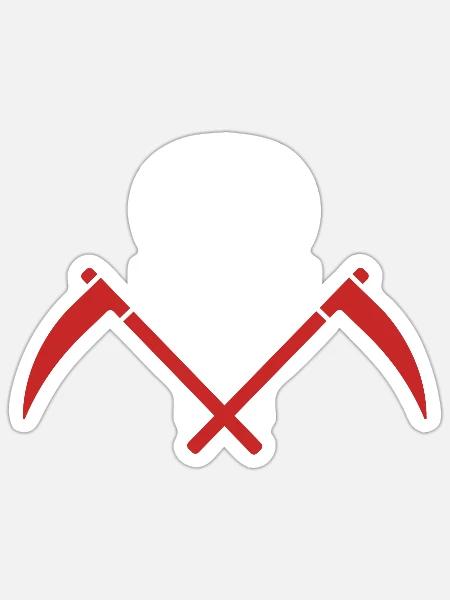Totenkopf mit Sichel - Sticker Größe S (10 x 10 cm) - Mattweiß