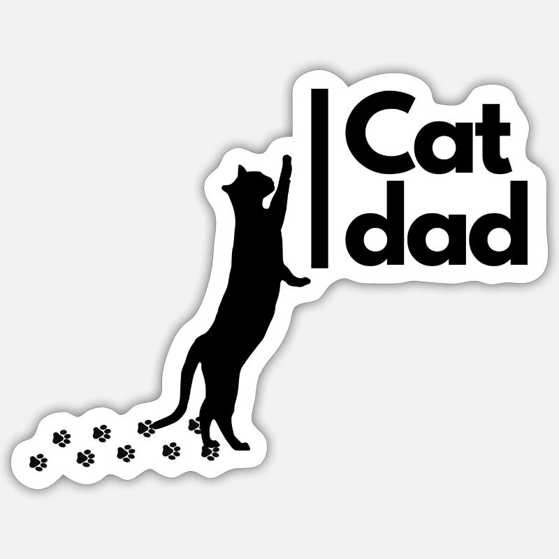Chat papa - Sticker taille S (10 x 10 cm) - blanc mat