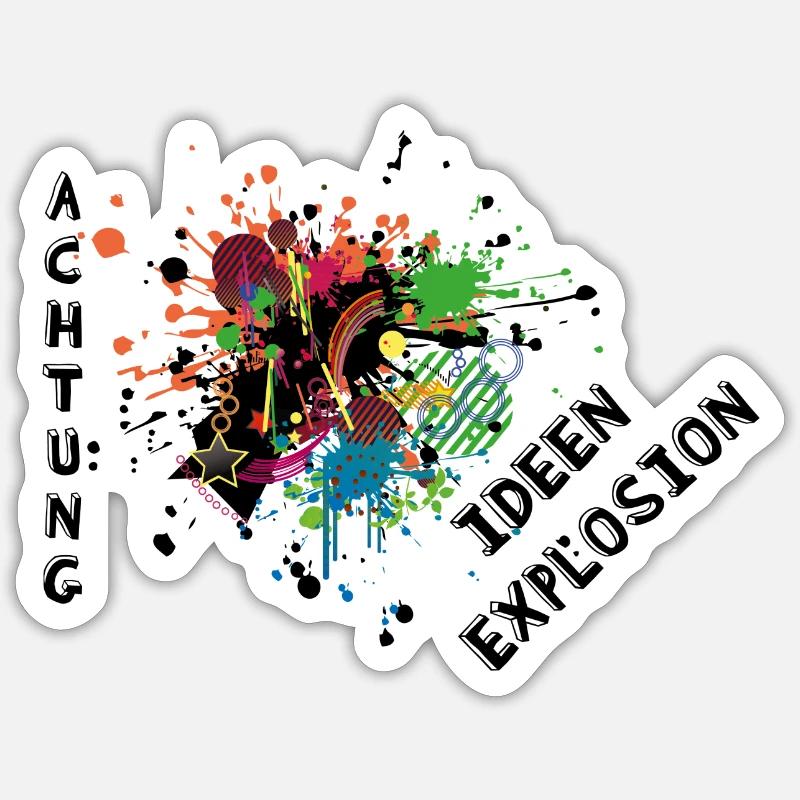 Achtung - Ideen Explosion - schlau & frech - Sticker Größe S (10 x 10 cm) - Mattweiß