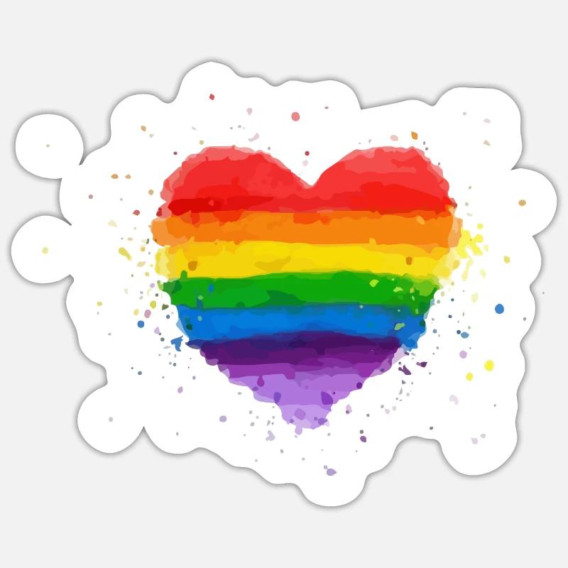 Regenbogen Herz Sticker Größe S (10 x 10 cm)