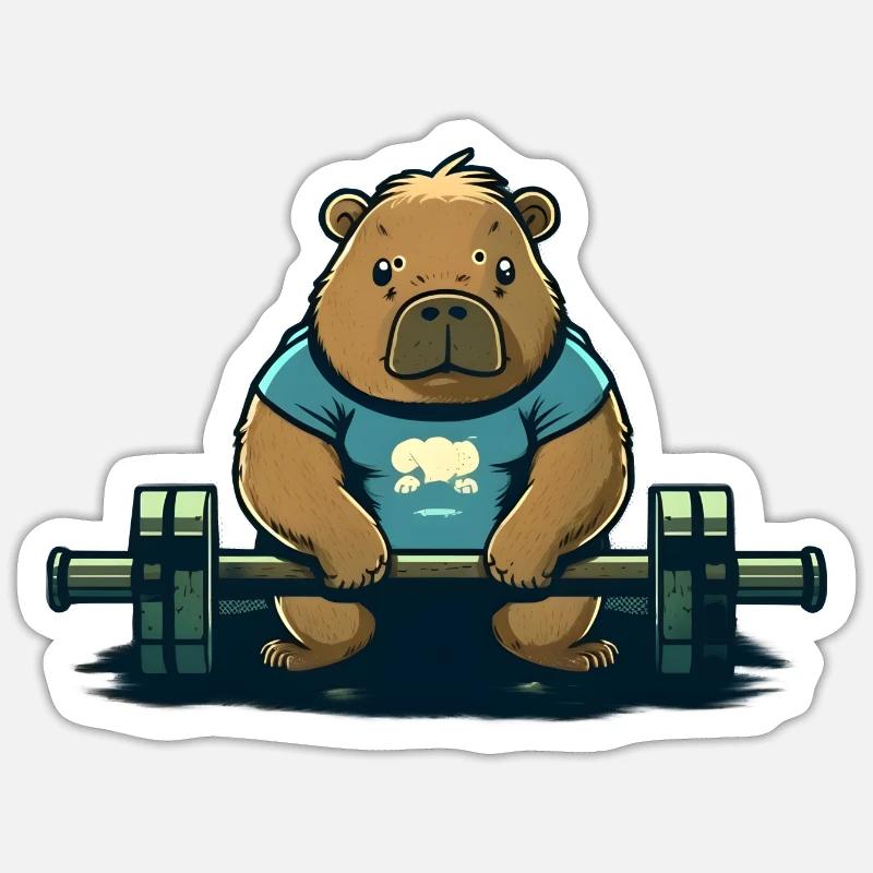 Capybara Bodybuilder Sticker Größe S (10 x 10 cm)