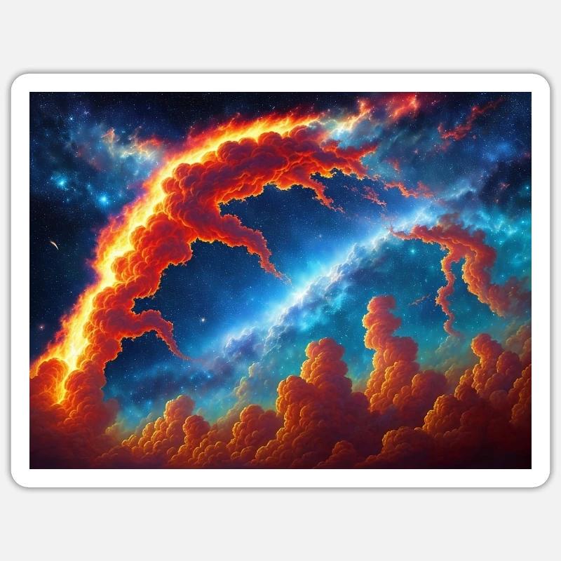 blue red sky - Sticker Größe S (10 x 10 cm) - Mattweiß