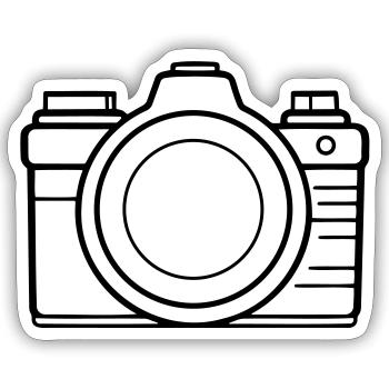 Appareil photo, Appareil photo vintage, Ancien appareil photo, Ancien - Sticker taille S (10 x 10 cm) - blanc mat - Devant