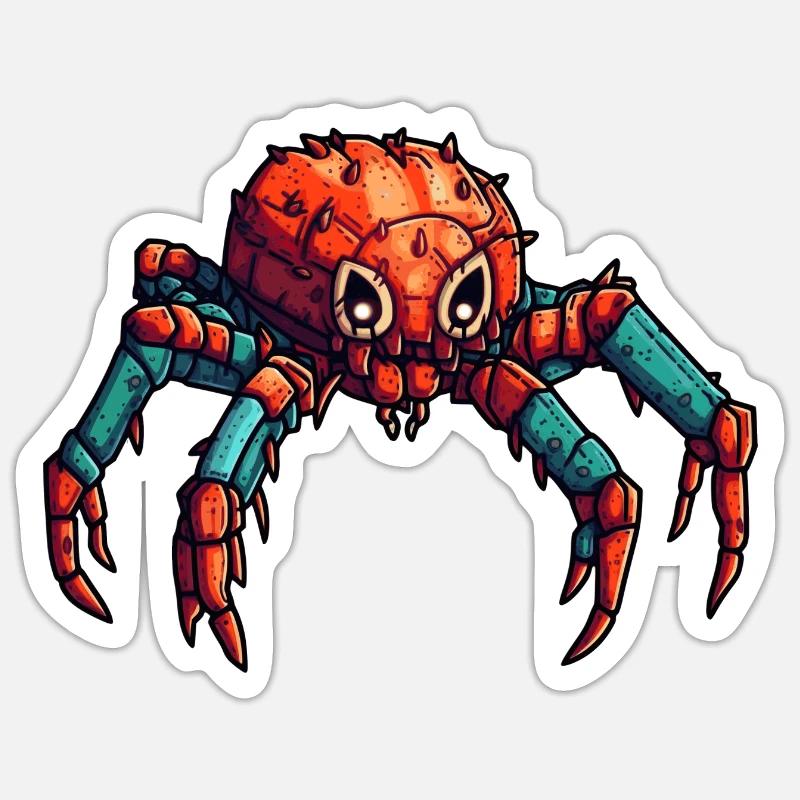 Spinne oder Krebs als bunter Roboter und Insekt Sticker Größe S (10 x 10 cm)