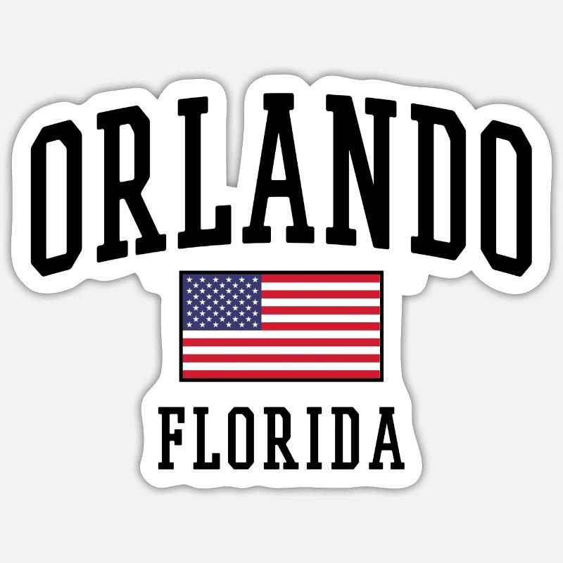 Orlando : Design en Floride avec drapeau américain - Sticker taille S (10 x 10 cm) - blanc mat