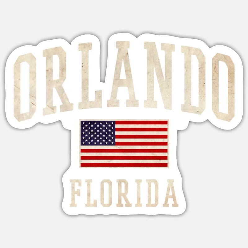 Design du drapeau vintage à Orlando, Floride, - Sticker taille S (10 x 10 cm) - blanc mat