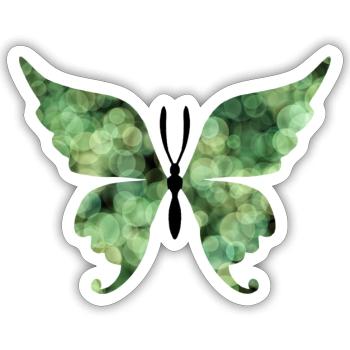 Butterfly green - Sticker size S (10 x 10 cm) - white matte - Front