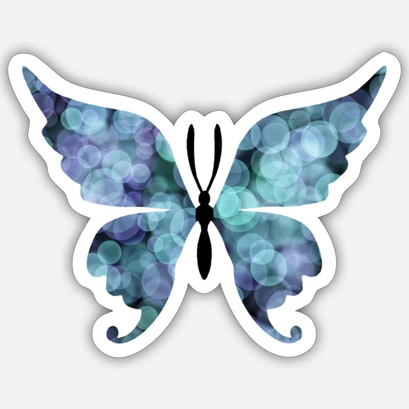 Bleu papillon - Sticker taille S (10 x 10 cm) - blanc mat