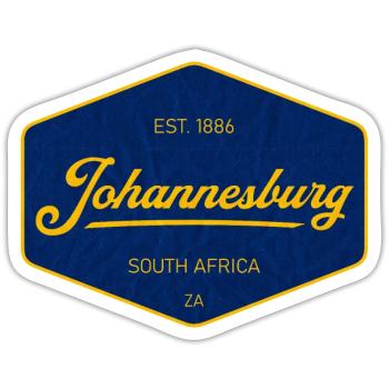Johannesburg Vintage Sign Blue Yellow - Sticker size S (10 x 10 cm) - white matte - Front