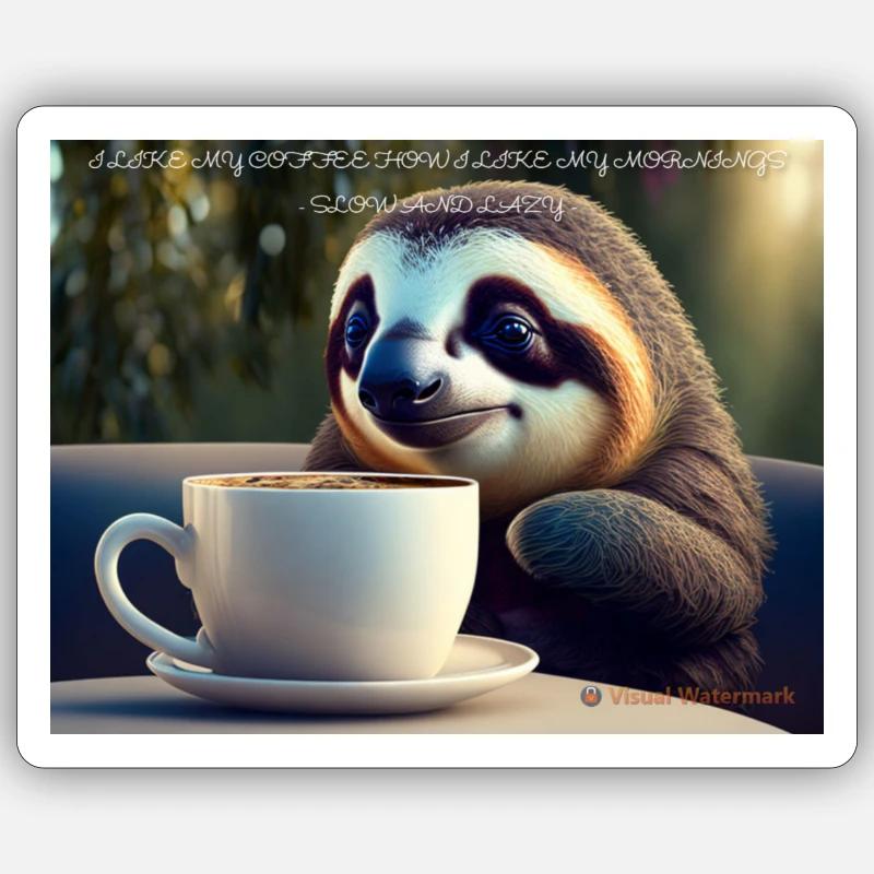 Caffeinated Sloth Sticker Größe S (10 x 10 cm)