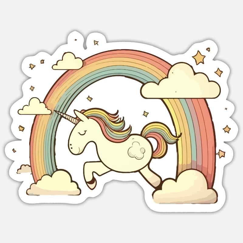 fliegendes Einhorn Regenbogen - Sticker Größe S (10 x 10 cm) - Mattweiß
