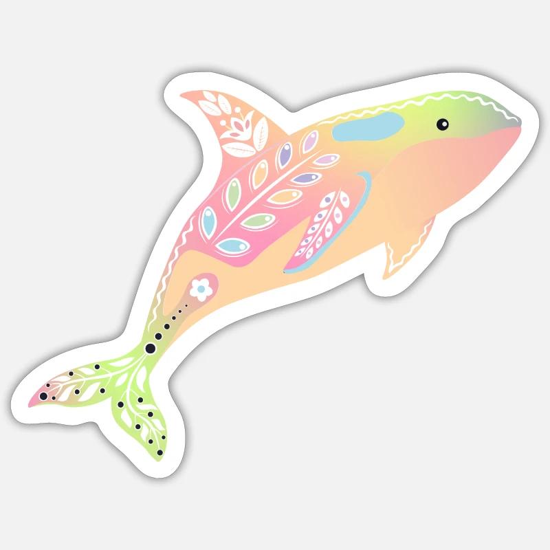 Regenbogen Orka Sticker Größe S (10 x 10 cm)