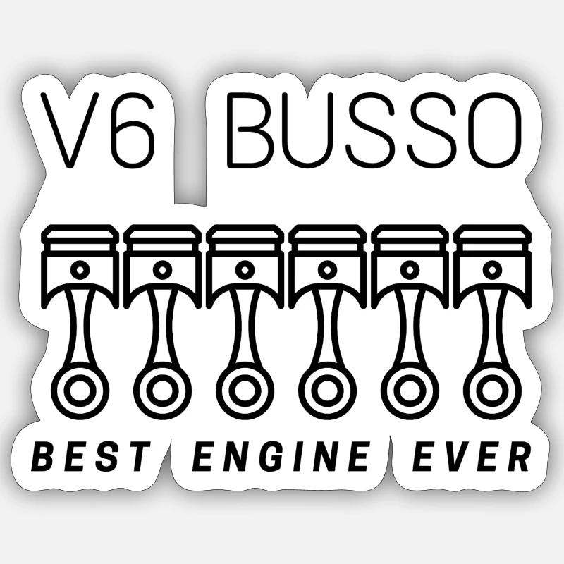 V6 Busso - Sticker taille S (10 x 10 cm) - blanc mat