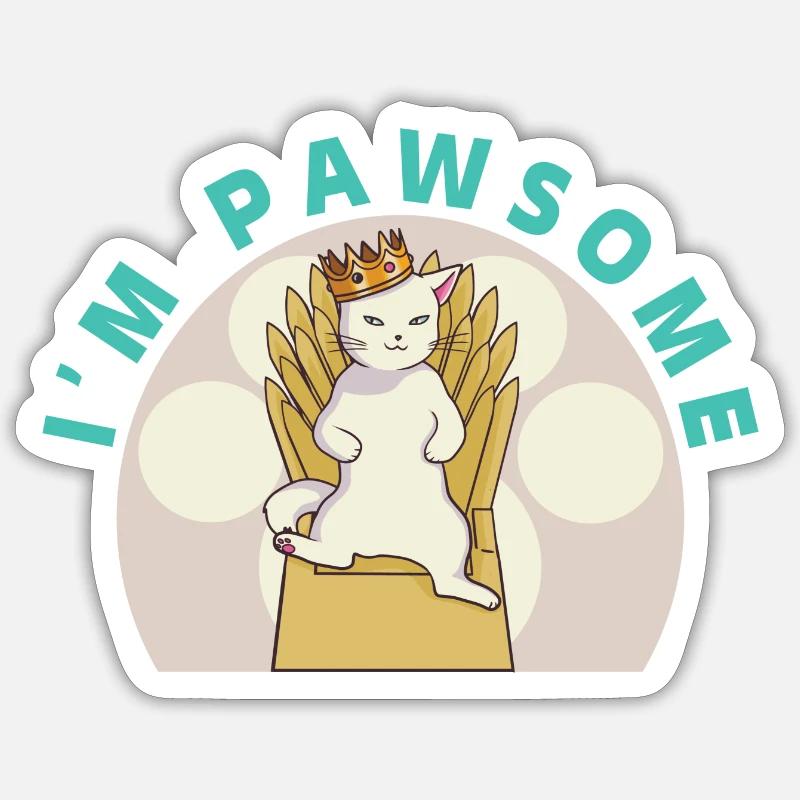 White cute cat - Sticker size S (10 x 10 cm) - white matte