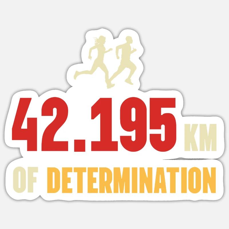 Marathon - 42,195 km de détermination - Sticker taille S (10 x 10 cm) - blanc mat