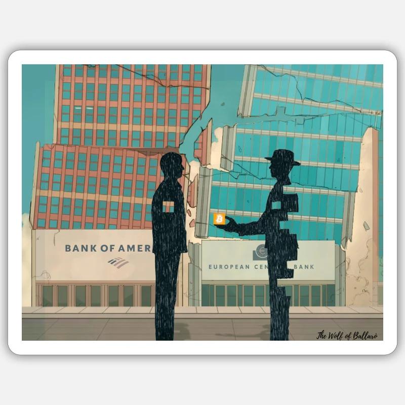 LE BITCOIN - Sticker taille S (10 x 10 cm) - blanc mat