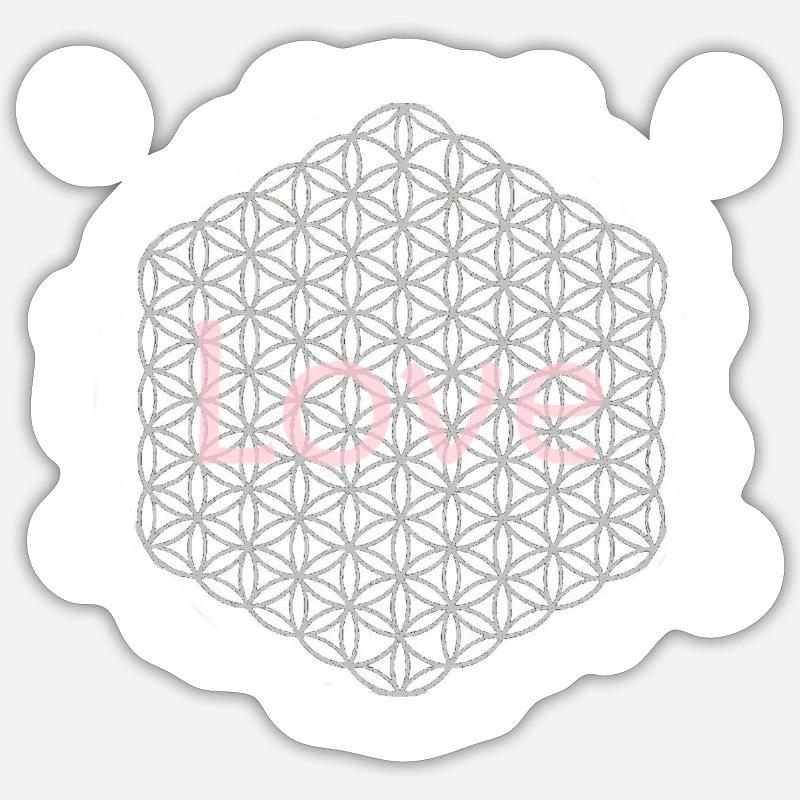 Blume des Lebens - 5. Dimension - silber - love Sticker Größe S (10 x 10 cm)