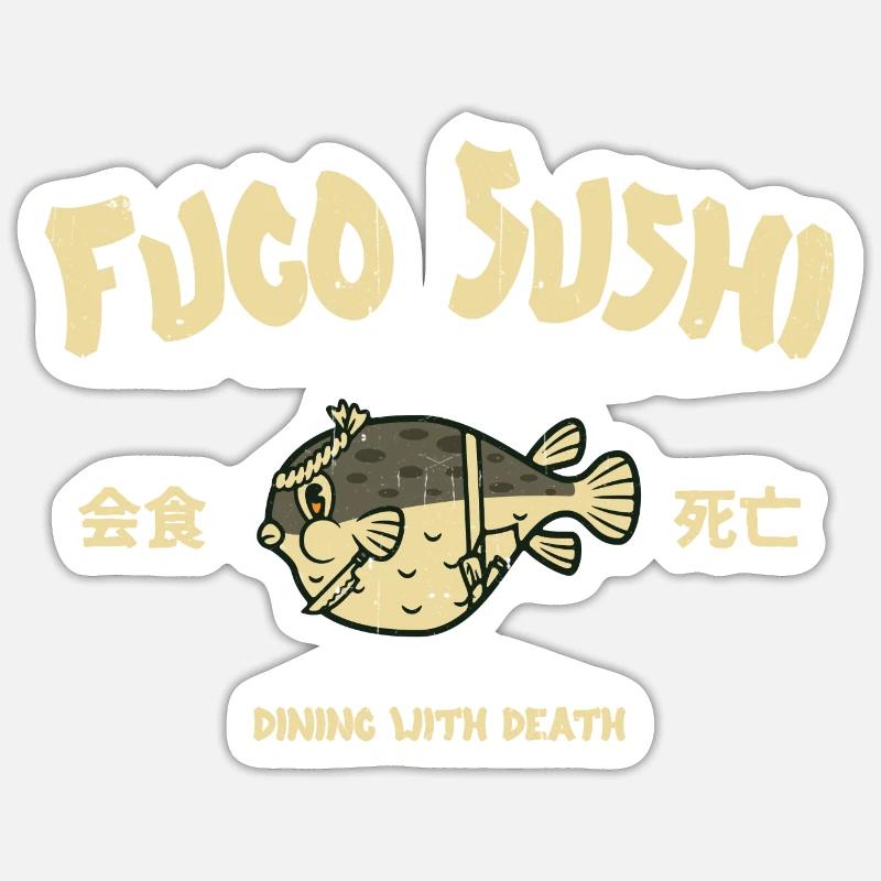 Fugo poisson-globe sushi Sticker taille S (10 x 10 cm)