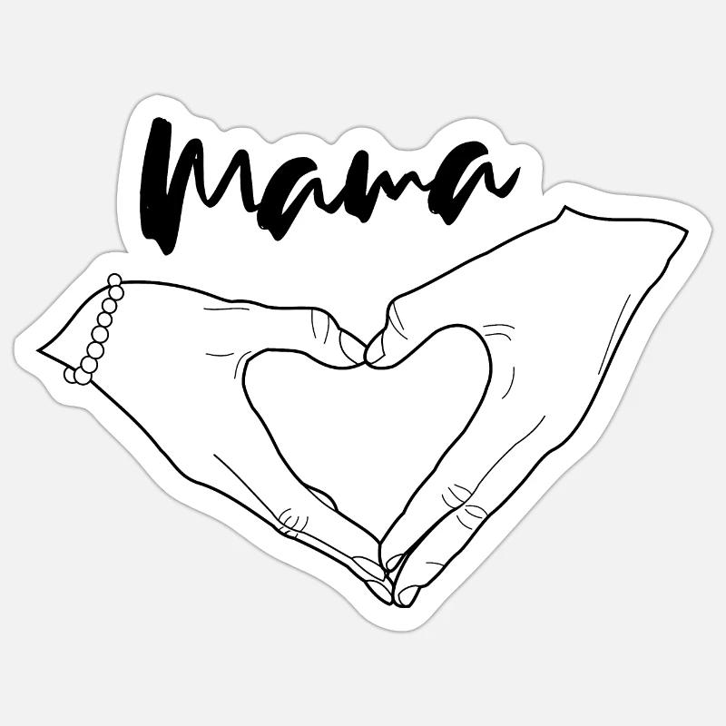 Mama Love Hands - Muttertag Design Sticker Größe S (10 x 10 cm)