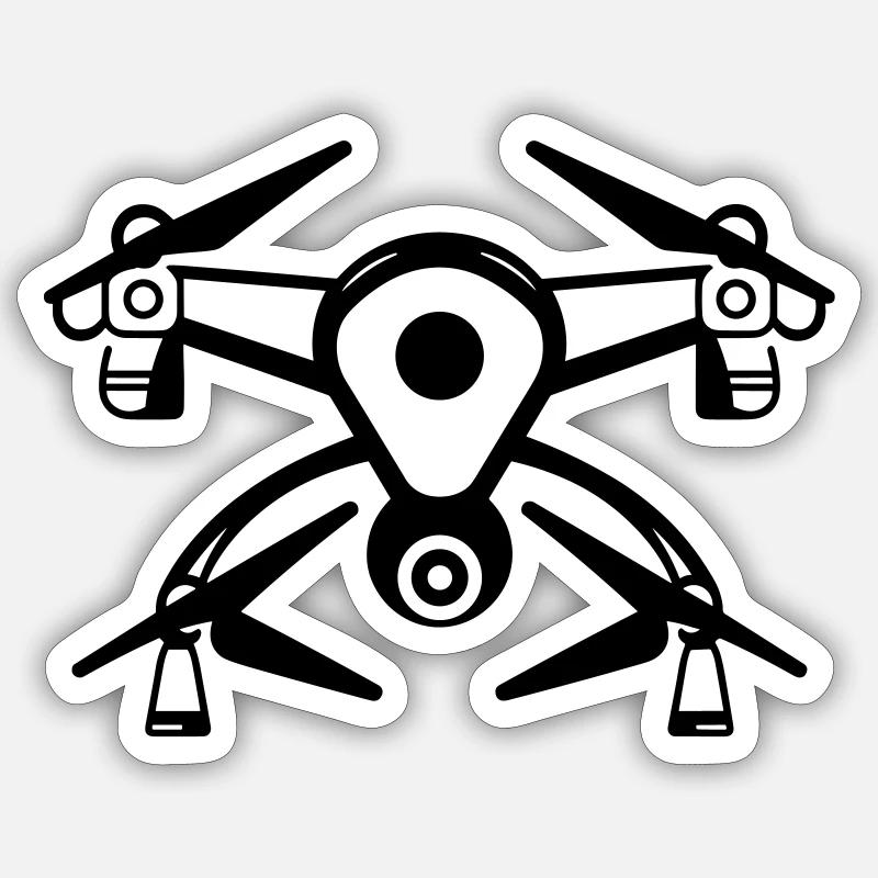 drone - Sticker taille S (10 x 10 cm) - blanc mat