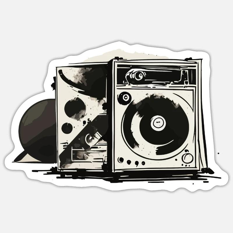 Haut-parleurs de vente de garage - Sticker taille S (10 x 10 cm) - blanc mat
