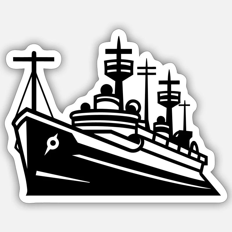 Bateau de combat - Sticker taille S (10 x 10 cm) - blanc mat