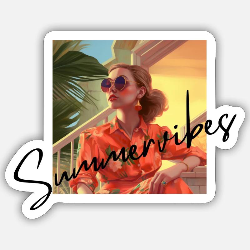 Summervibes - Sticker Größe S (10 x 10 cm) - Mattweiß