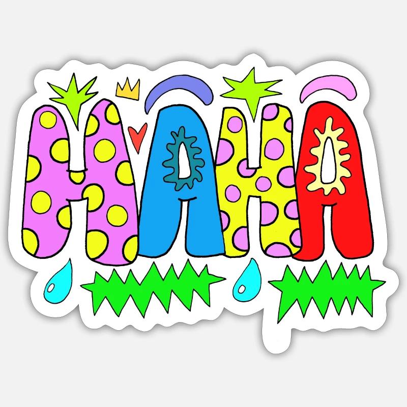 HAHA - Sticker taille S (10 x 10 cm) - blanc mat