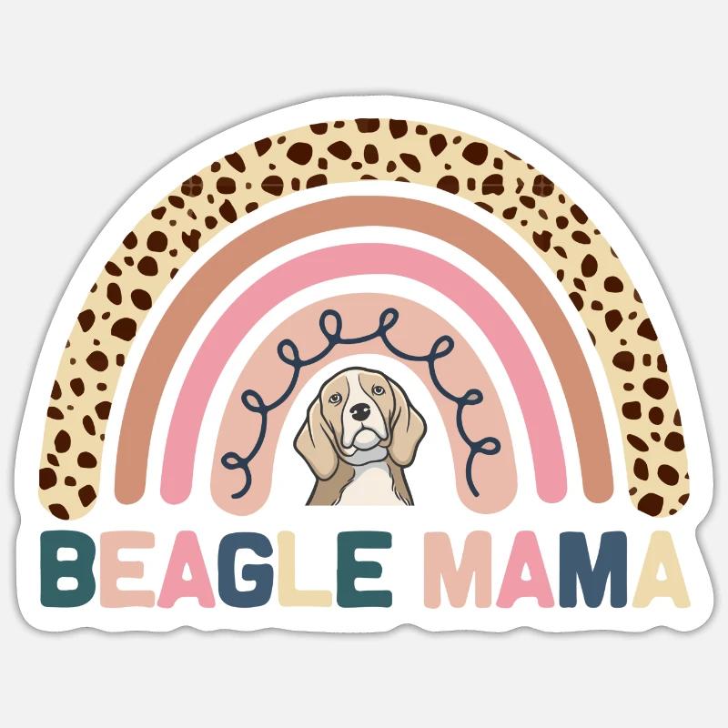 Beagle Mama - Sticker Größe S (10 x 10 cm) - Mattweiß