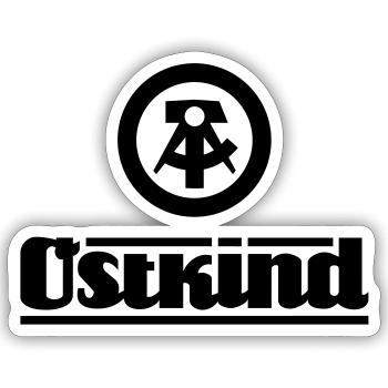 Ostkind mit DDR Logo - Sticker Größe S (10 x 10 cm) - Mattweiß - Vorne