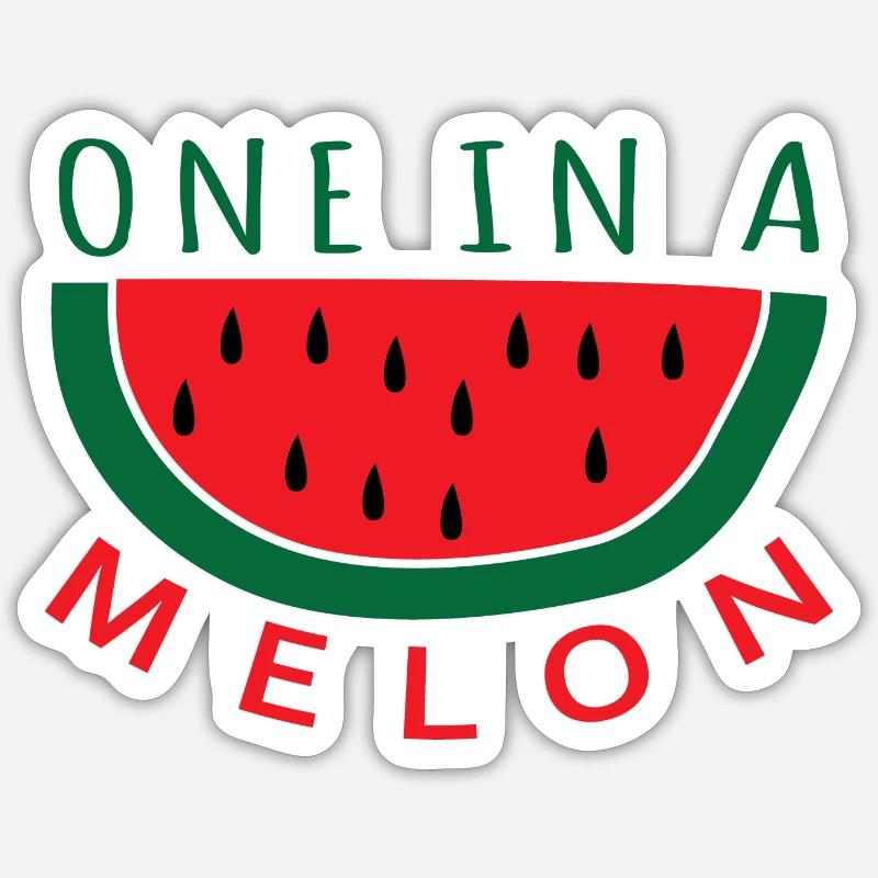 un dans un melon - Sticker taille S (10 x 10 cm) - blanc mat