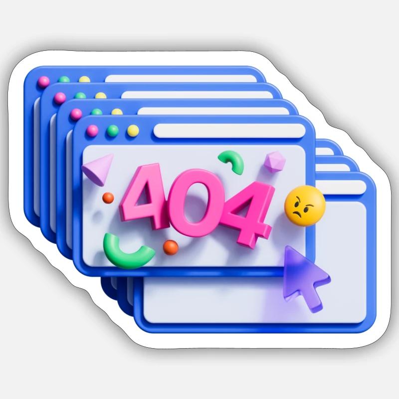 404-Fehlercode, 3d - Sticker Größe S (10 x 10 cm) - Mattweiß