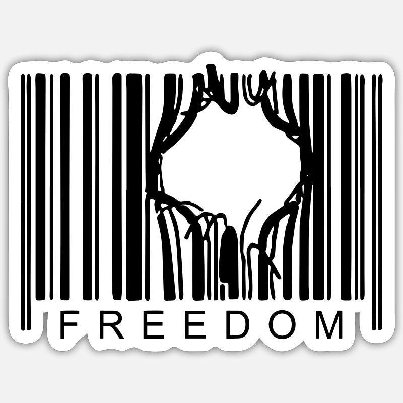 FREIHEITS-BARCODE - Sticker Größe S (10 x 10 cm) - Mattweiß