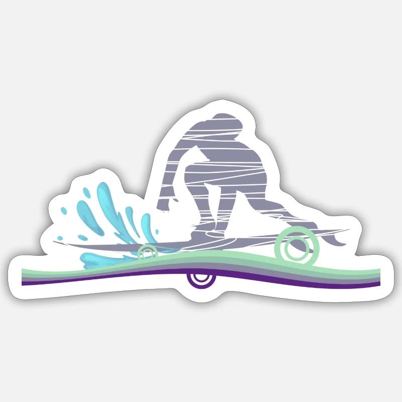Surf Espagne - Sticker taille S (10 x 10 cm) - blanc mat