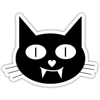 Halloween vampire cat with canines - Sticker size S (10 x 10 cm) - white matte - Front