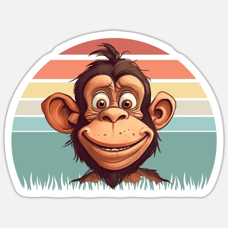 Affe - Sticker Größe S (10 x 10 cm) - Mattweiß