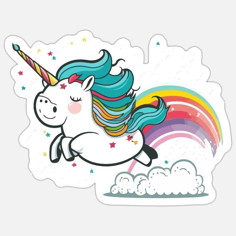 Regenbogenflug - Sticker Größe S (10 x 10 cm) - Mattweiß