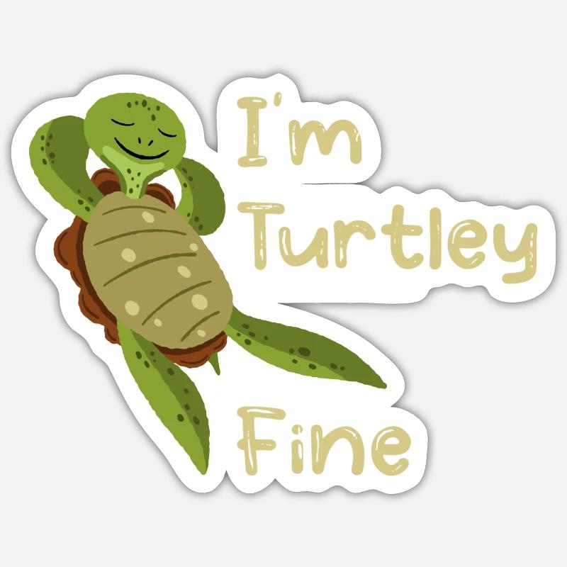 Turtle Turtle Pun Gift - Sticker taille S (10 x 10 cm) - blanc mat