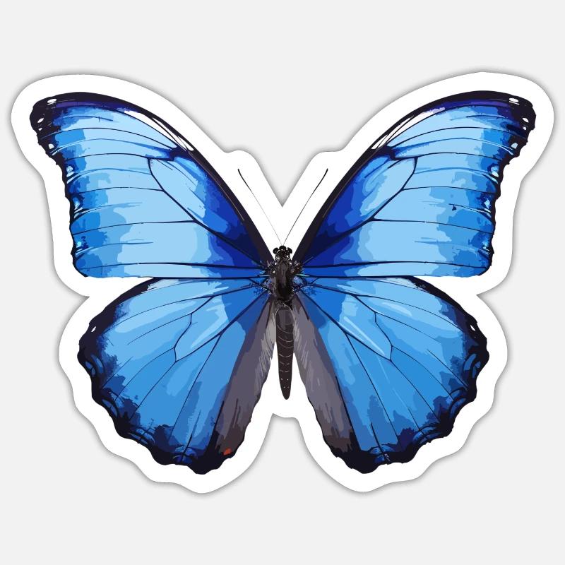 Blue Morpho Butterfly - Sticker size S (10 x 10 cm) - white matte