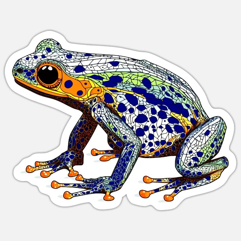 Pfeilgiftfrosch mit schöner Warnfarbe als Lurch Sticker Größe S (10 x 10 cm)