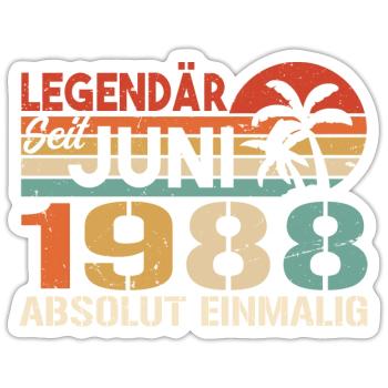 Legendär seit Juni 1988 - Geburtstag 1988 - Sticker Größe S (10 x 10 cm) - Mattweiß - Vorne