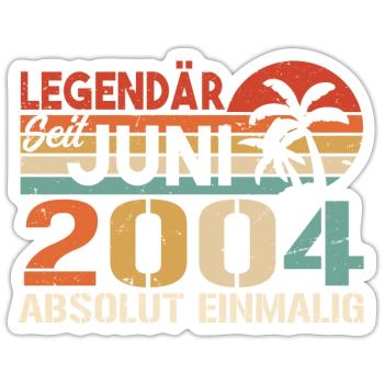 Legendär seit Juni 2004 - Geburtstag 2004 - Sticker Größe S (10 x 10 cm) - Mattweiß - Vorne