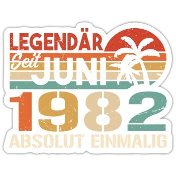 Legendär seit Juni 1982 - Geburtstag 1982 - Sticker Größe S (10 x 10 cm) - Mattweiß - Vorne