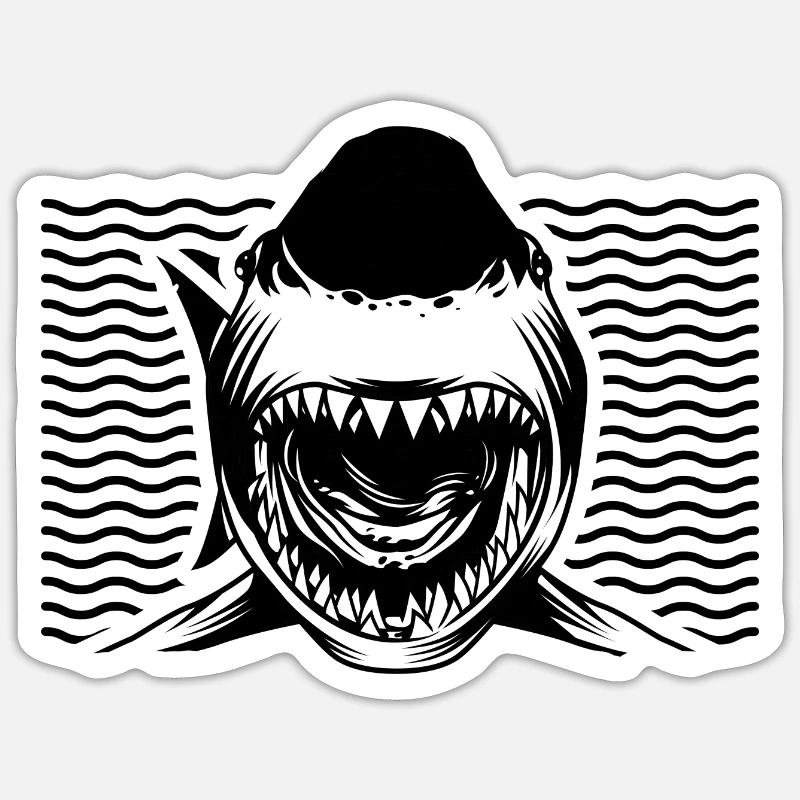 Requin requin - Shark - Sticker taille S (10 x 10 cm) - blanc mat