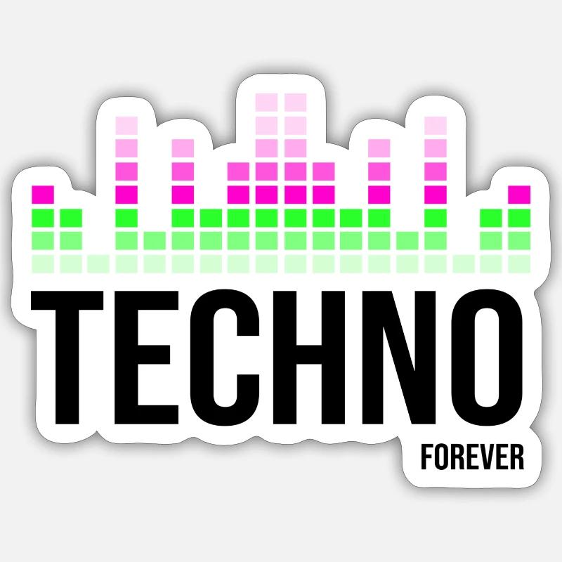 Musique techno - Sticker taille S (10 x 10 cm) - blanc mat