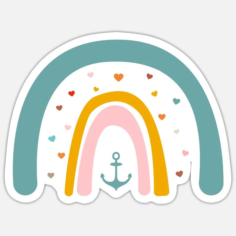 Rainbow Heart Anchor can be personalized Sticker size S (10 x 10 cm)