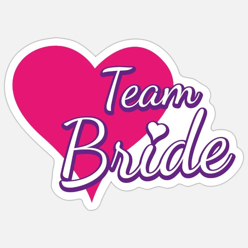 Team Bride Heart - Sticker Größe S (10 x 10 cm) - Mattweiß